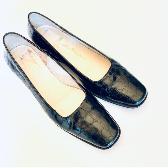 Salvatore Ferragamo Shoes - Salvatore Ferragamo Black Crocodile Shoe Size 10